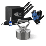 Produktfoto Magnetfischen-Komplettset mit Easy 360° Bergemagnet, Magnetstange, Schutzhandschuhen, Kleber und Aufbewahrungsbox für Einsteiger