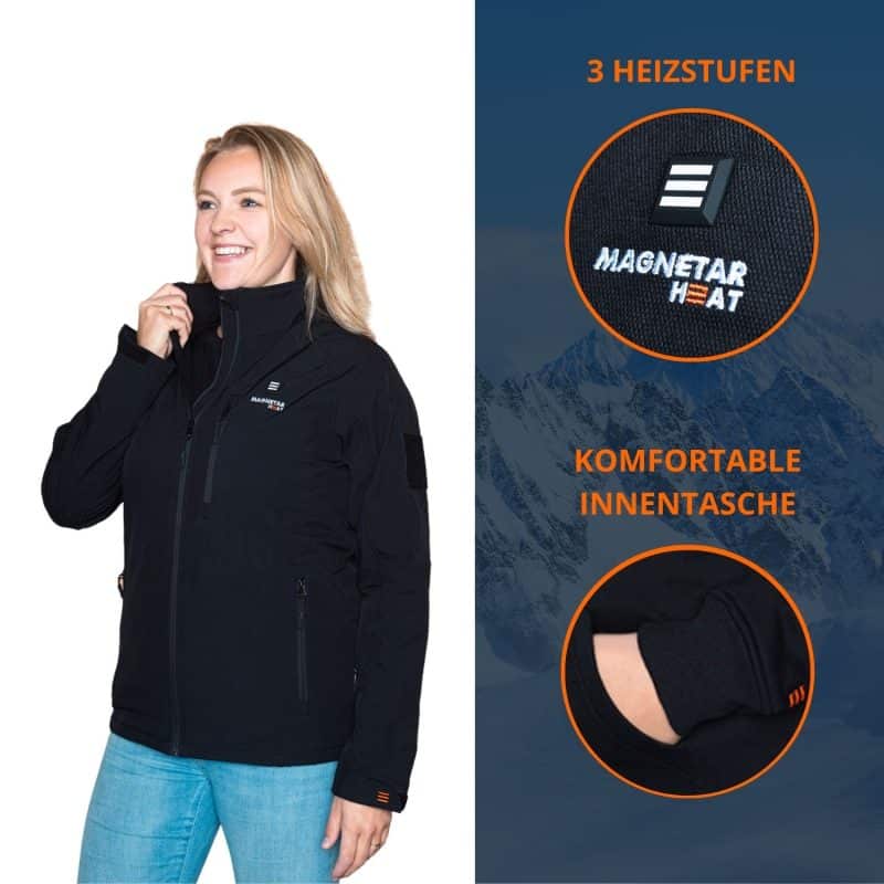 VULCAN Beheizbare Jacke Magnetar Heat Model Frau und Detaillen