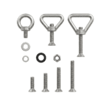 Produktfoto Ersatzteile für Bergemagnete mit Dreiecksösen, Ringschraube, Edelstahlschrauben, Unterlegscheiben, Gummiring und Sicherungsmutter aus Edelstahl 304