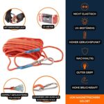 20 Meter langes, doppelt geflochtenes Polyester-Seil mit Karabiner aus Edelstahl, Produktfoto für Magnetfischen-Zubehör.