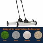 Magnetbesen mit Ferrire-Magnetfläche, geeignet für Gras, Beton, Teppich und Sand, Produktfoto für Profi-Einsatz.