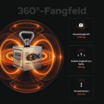 USP-Grafik Mega Cube Bergemagnet mit 360° Magnetfeld, 2700 kg Gesamtzugkraft, 450 kg Zugkraft pro Seite und 22,5 cm Fernattraktion für Magnetfischen