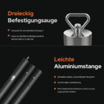 USP-Grafik Magnetfischen-Set mit dreieckiger Befestigungsöse und leichter Aluminiumstange für mehr Kontrolle und einfachen Transport
