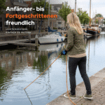 Lifestylebild beim Magnetfischen am Hafen, geeignet für Anfänger und Fortgeschrittene, leistungsstark und einfach zu nutzen