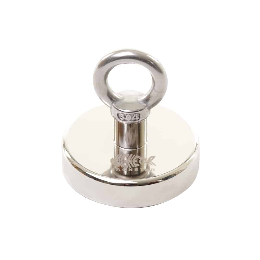 Runder Magnetar Neodym-Bergemagnet mit stabiler M10-Öse, leistungsstark und kompakt für vielseitige Magnetfisch-Einsätze.