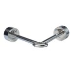 Doppel-Bergemagnet aus Edelstahl mit zwei Neodym-Magneten und stabilem Ösenring, Produktfoto, ideal zum Magnetfischen schwerer Funde.