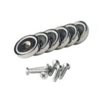 Set aus sechs runden Neodym-Topfmagneten mit Senkbohrung und Schrauben – starke Haltemagnete für vielseitige Befestigungen.