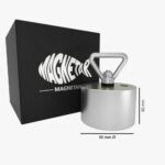 Starker Neodym-Topfmagnet Ø80 mm mit M8-Öse, kompakte Produktfoto-Darstellung für Magnetfischen und industrielle Anwendungen.