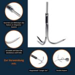 Stabiler Dreizack-Haken aus Stahl mit scharfen Spitzen und Gewinde, Produktfoto für Magnetfischen-Zubehör.